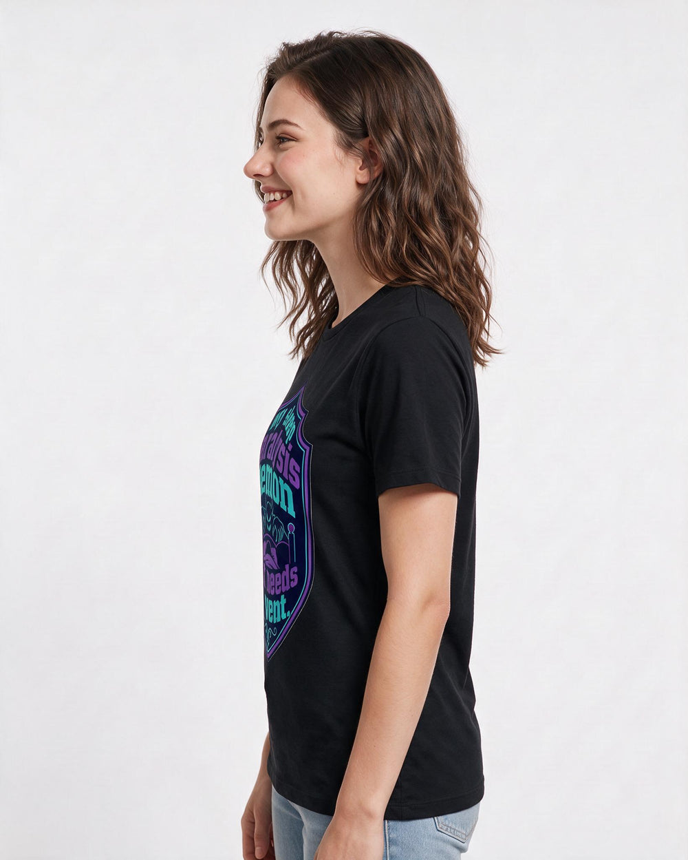 Halloween Women's Black T-Shirt - My sleep paralysis demon just needs product image 2