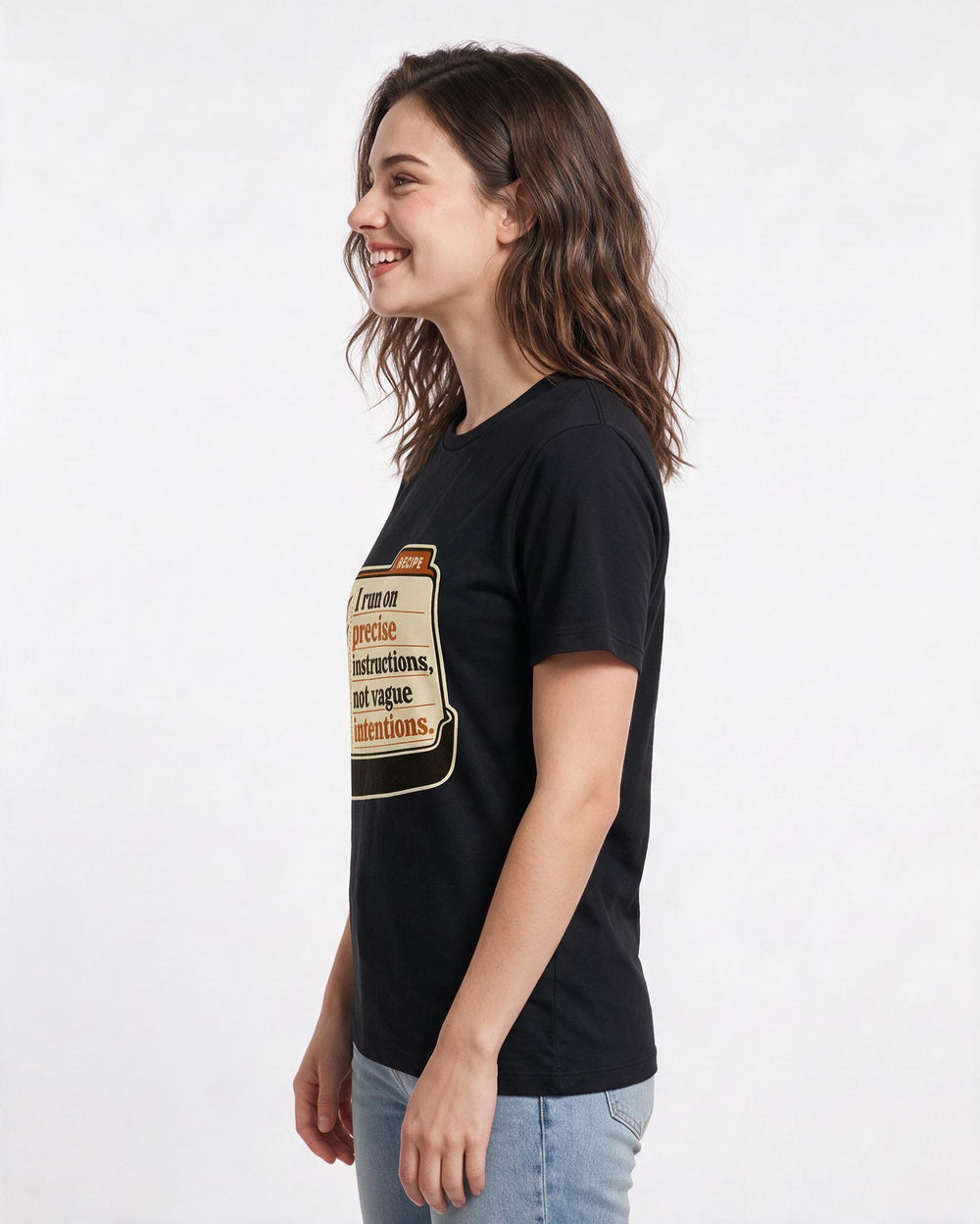 Neurodiversity Women's Black T-Shirt – I run on precise instructions, not product image 2