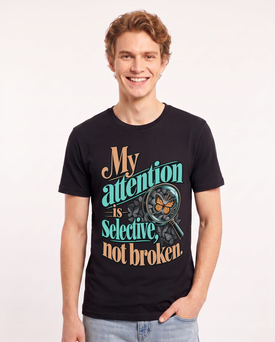 Neurodiversity Black T-Shirt for Men – Everyday Expression Graphic Tee product image 3