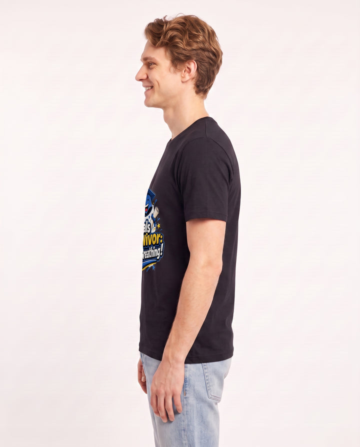 Finals Survivor: Still Breathing! Men's Black T-Shirt product image 3