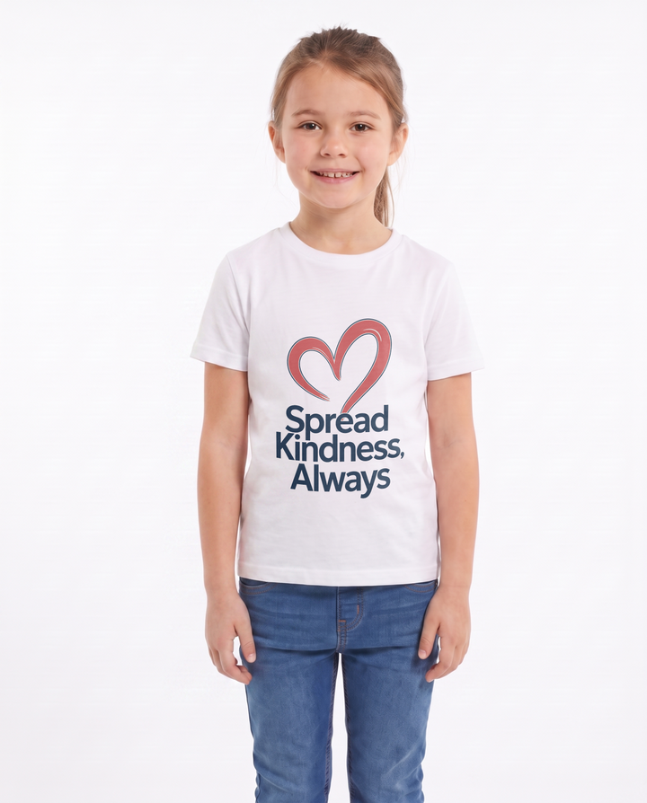 Spread Kindness, Always White T-Shirt mockup 1