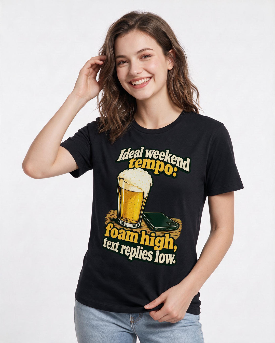 Beer Black T-Shirt for Women – Everyday Expression Graphic Tee product image 1