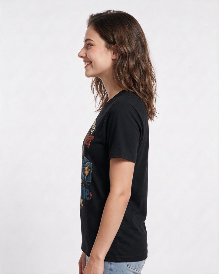Couples Black T-Shirt for Women – Everyday Expression Graphic Tee product image 2