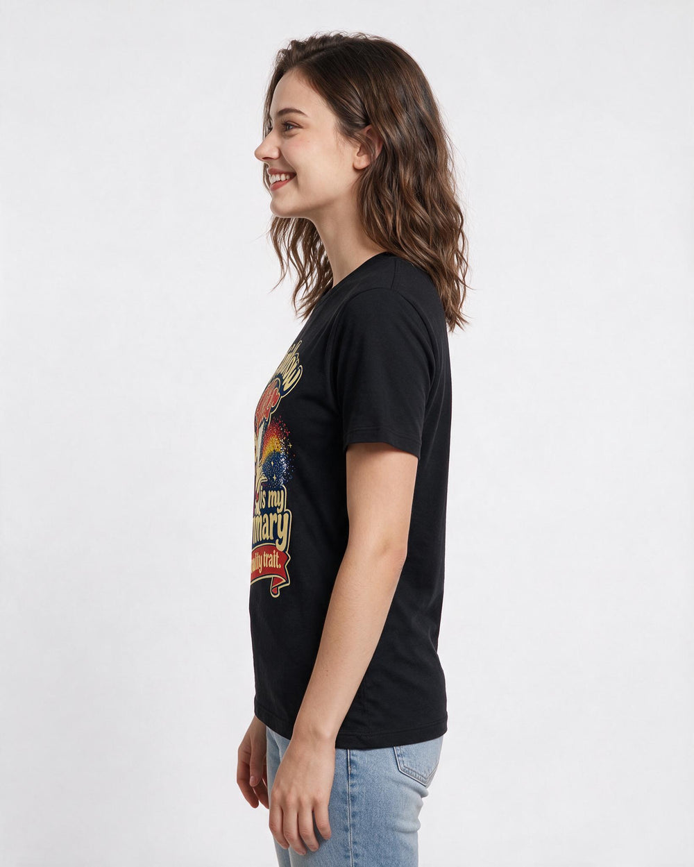 Pride Women's Black T-Shirt – Rainbow glitter is my primary personality trait. product image 2