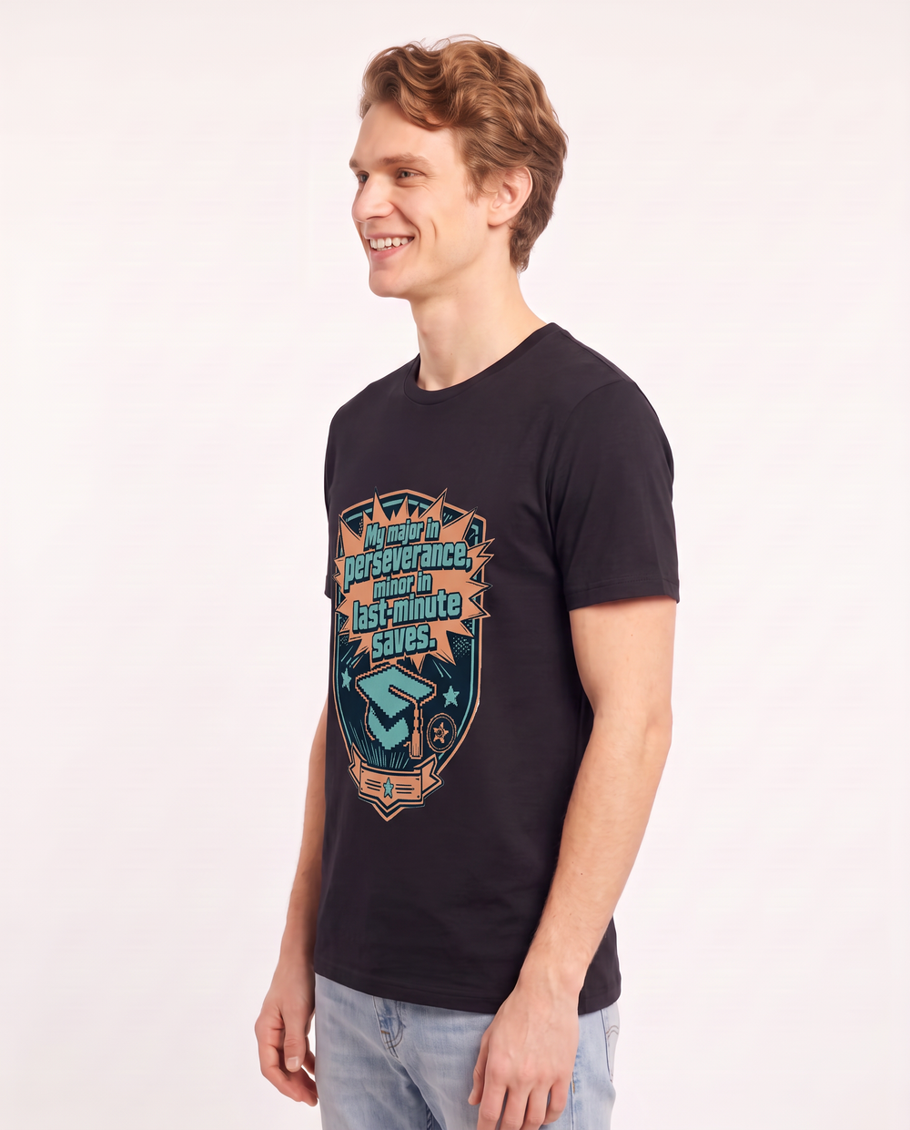 Graduation Gift Men's Black T-Shirt - My major in perseverance, minor product image 2