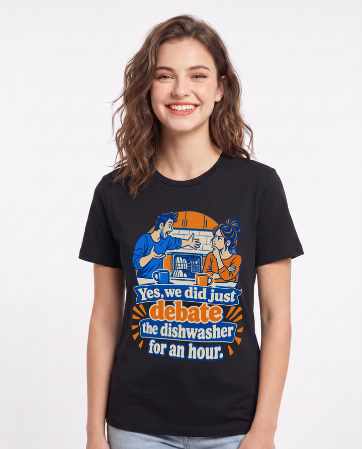 Couples Black T-Shirt for Women – Everyday Expression Graphic Tee product image 3