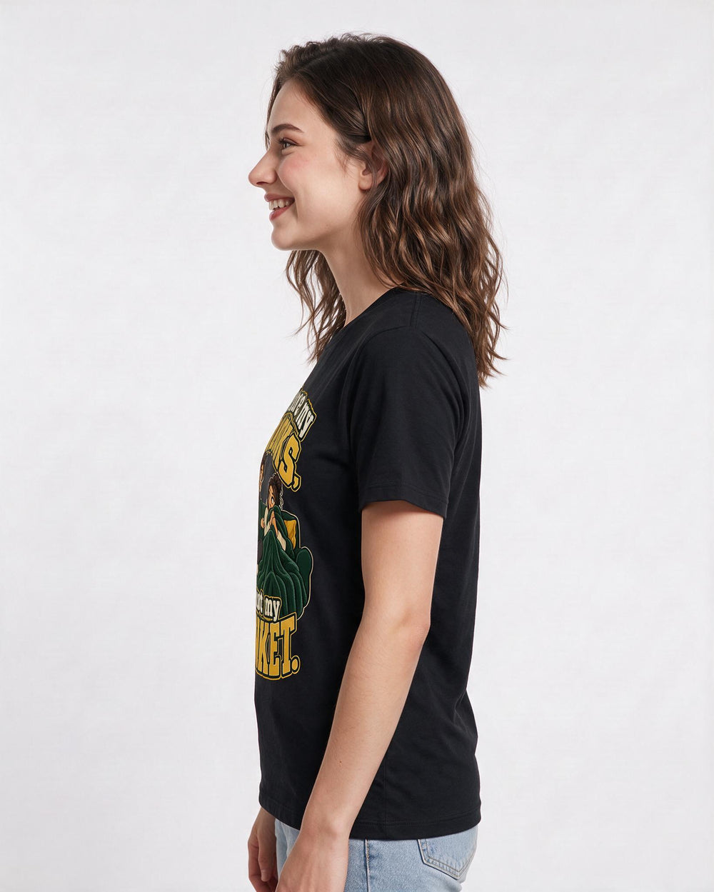 Couples Black T-Shirt for Women – Everyday Expression Graphic Tee product image 2