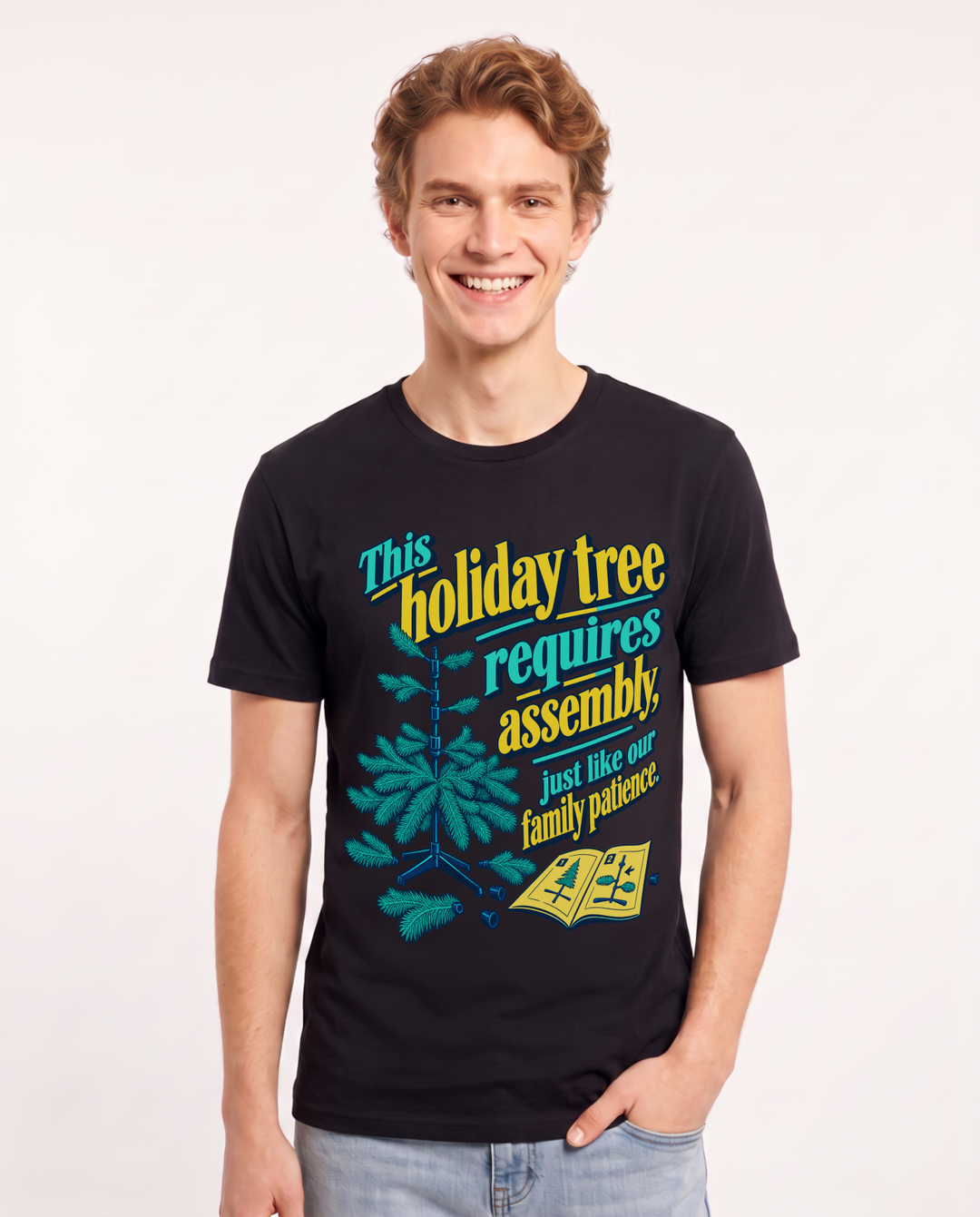 Christmas Black T-Shirt for Men – Holiday Theme Graphic Tee product image 3