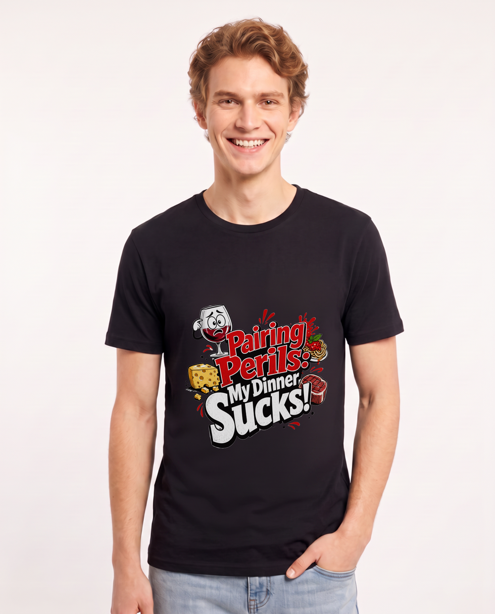 Pairing Perils: My Dinner Sucks! Men's Black T-Shirt product image 2