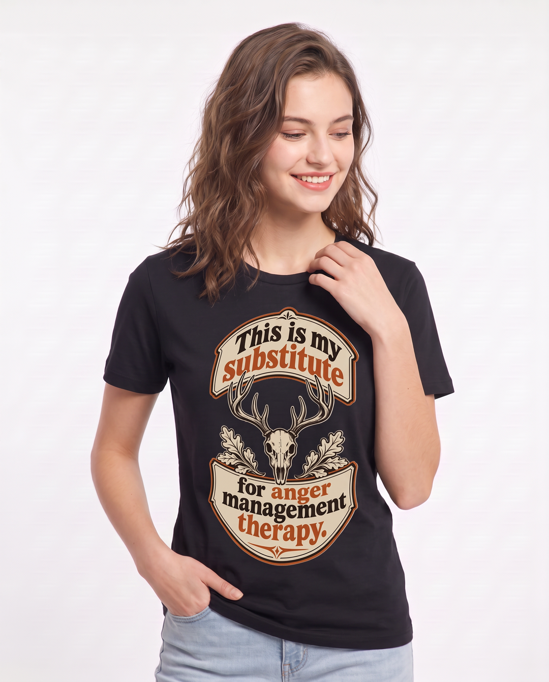 Hunting Women's Black T-Shirt - This is my substitute for anger product image 3