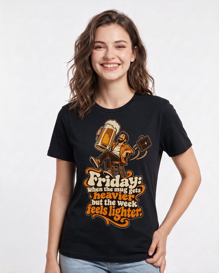Beer Black T-Shirt for Women – Everyday Expression Graphic Tee product image 1