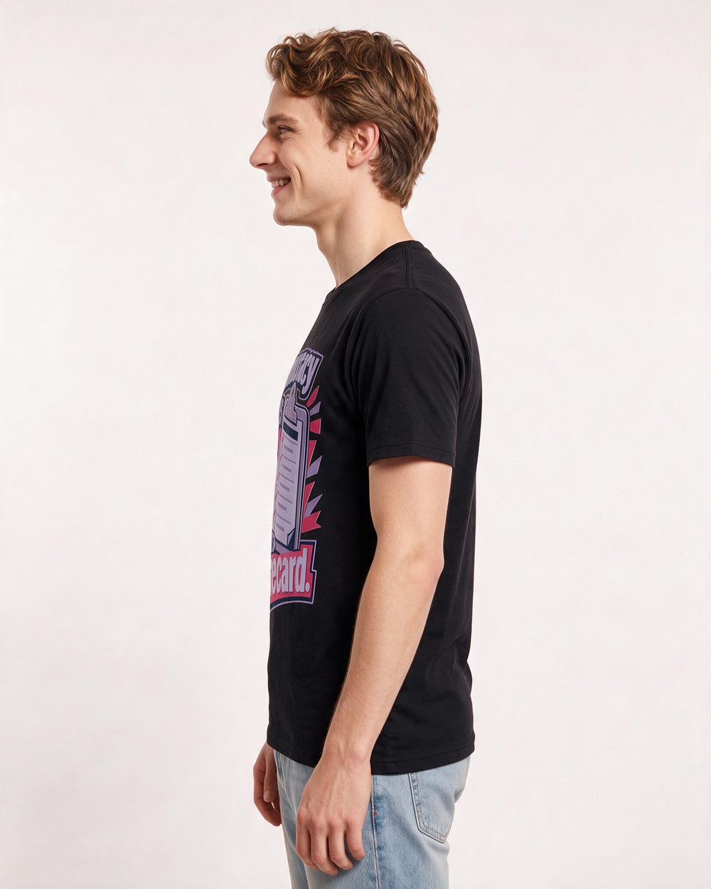 Political Statement Men's Black T-Shirt – Democracy works better when we ask for the scorecard. product image 2