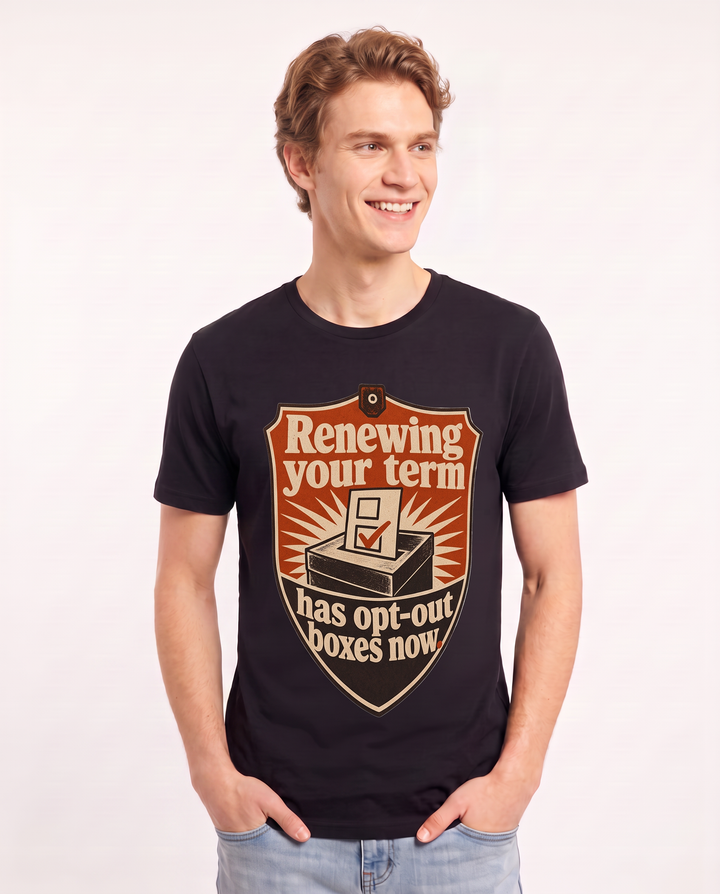 Graphic Men's Black T-Shirt - Renewing your term has opt-out boxes product image 3