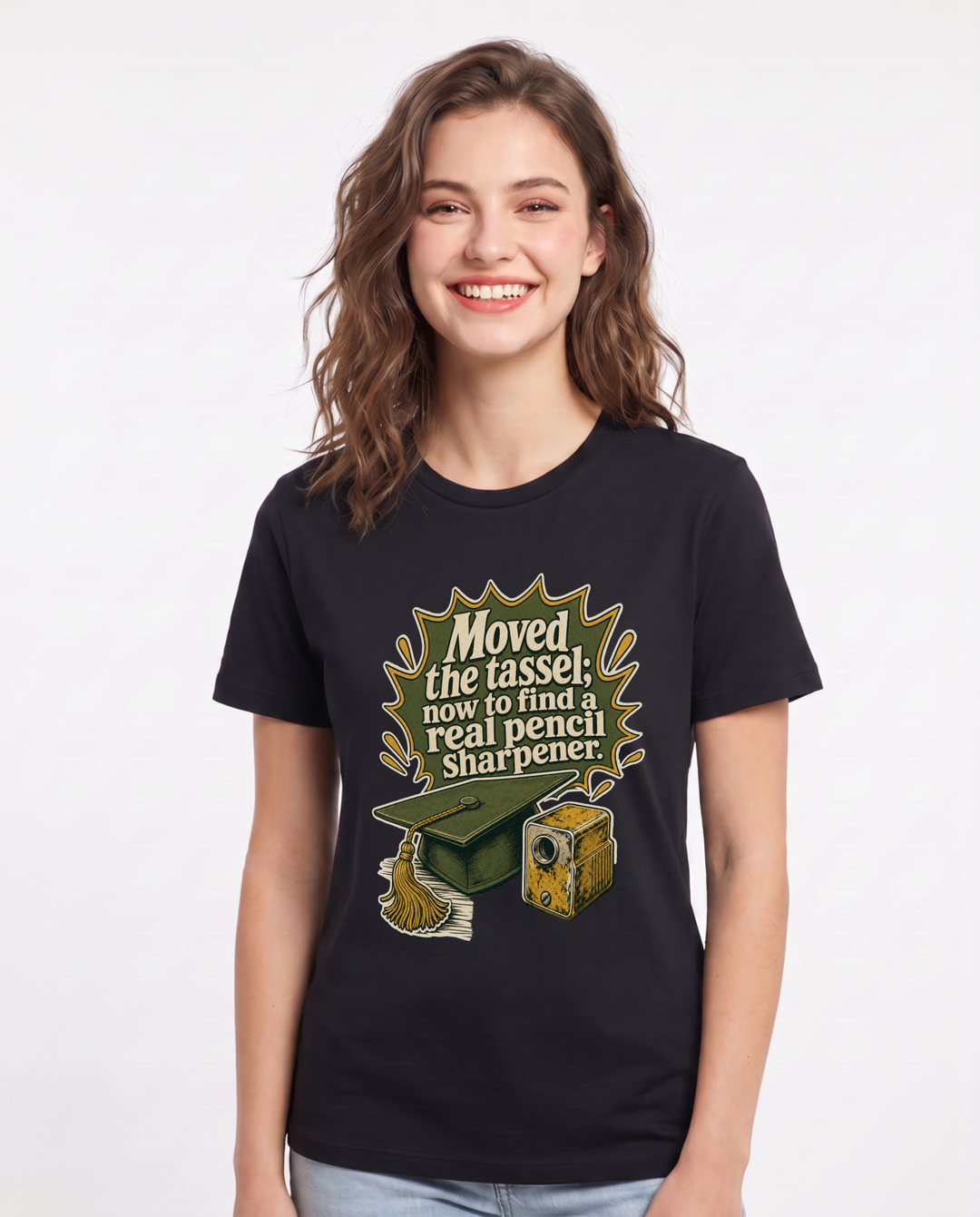 Graduation Black T-Shirt for Women – Everyday Expression Graphic Tee product image 3