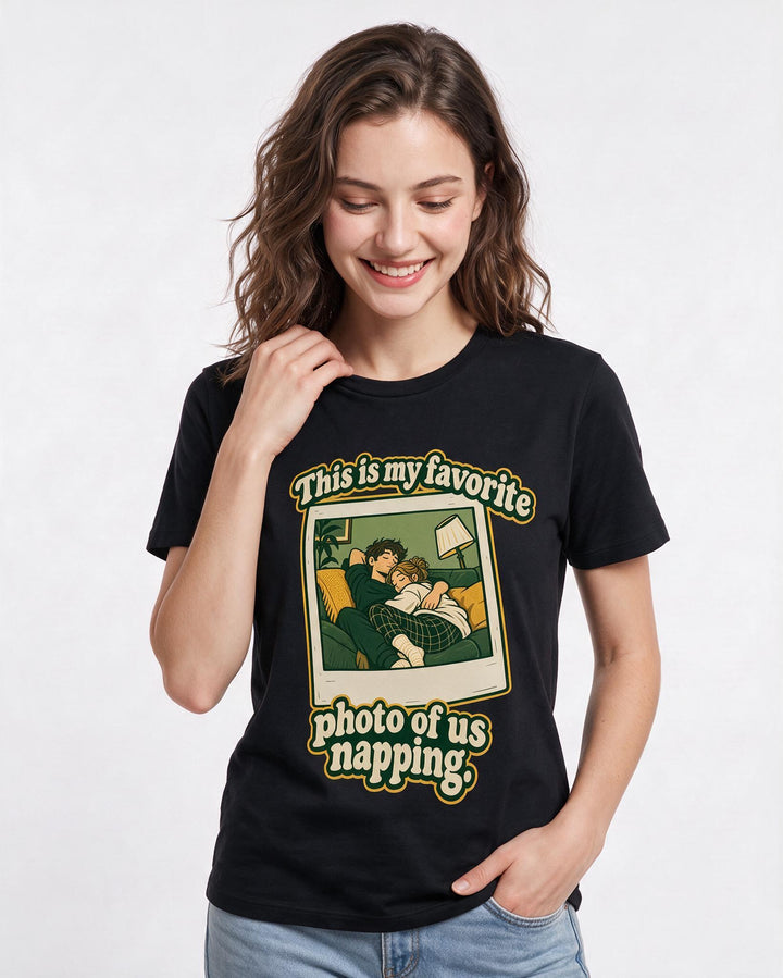 Couples Black T-Shirt for Women – Everyday Expression Graphic Tee product image 1