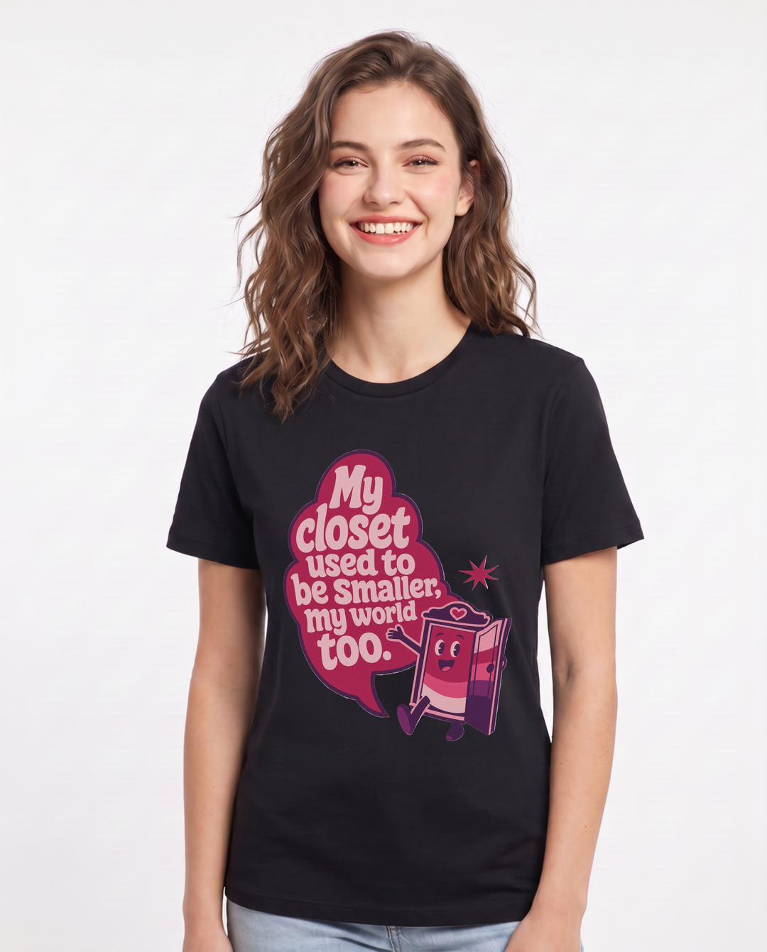 Graphic Women's Black T-Shirt - My closet used to be smaller, my world product image 1