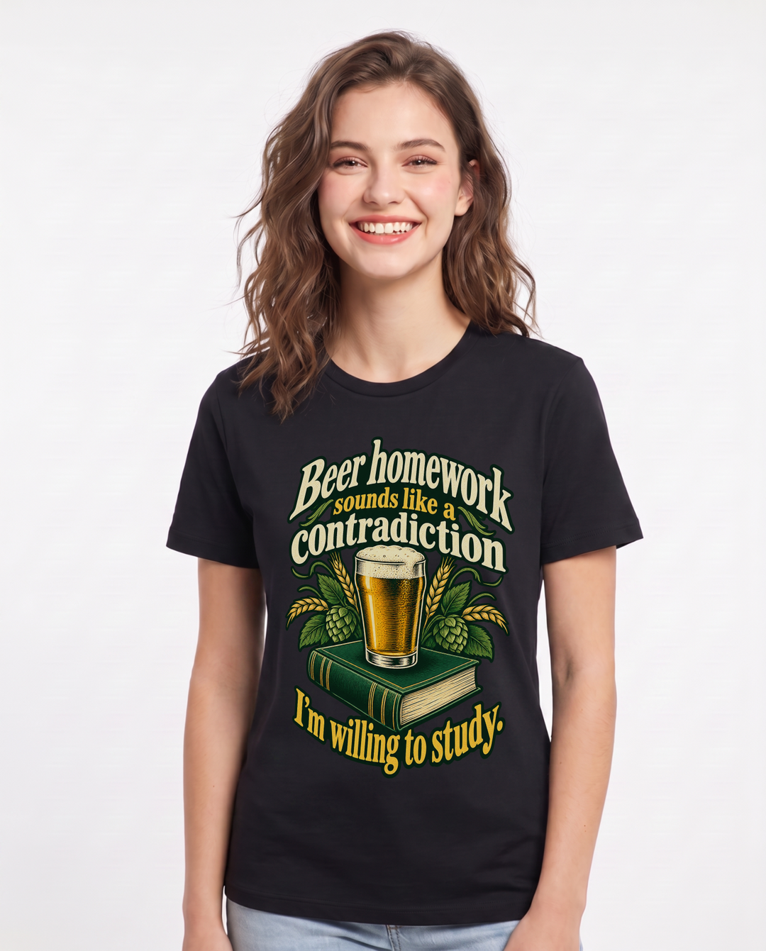 Beer Black T-Shirt for Women – Everyday Expression Graphic Tee product image 3