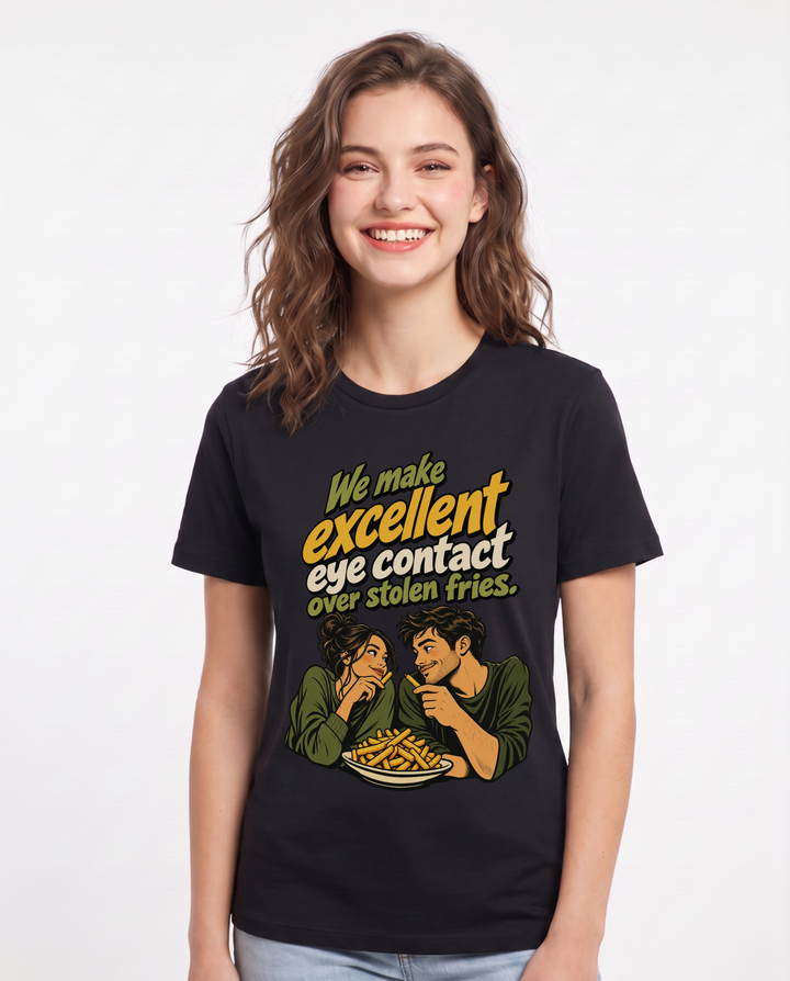 Couples Black T-Shirt for Women – Everyday Expression Graphic Tee product image 3