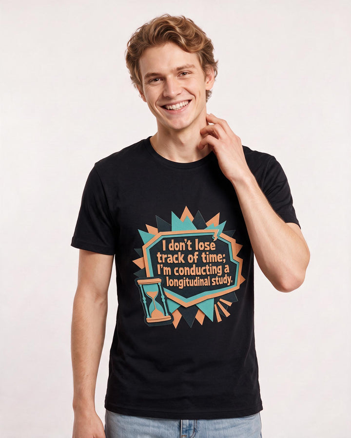 Graphic Men's Black T-Shirt - I don't lose track of time; I'm product image 3