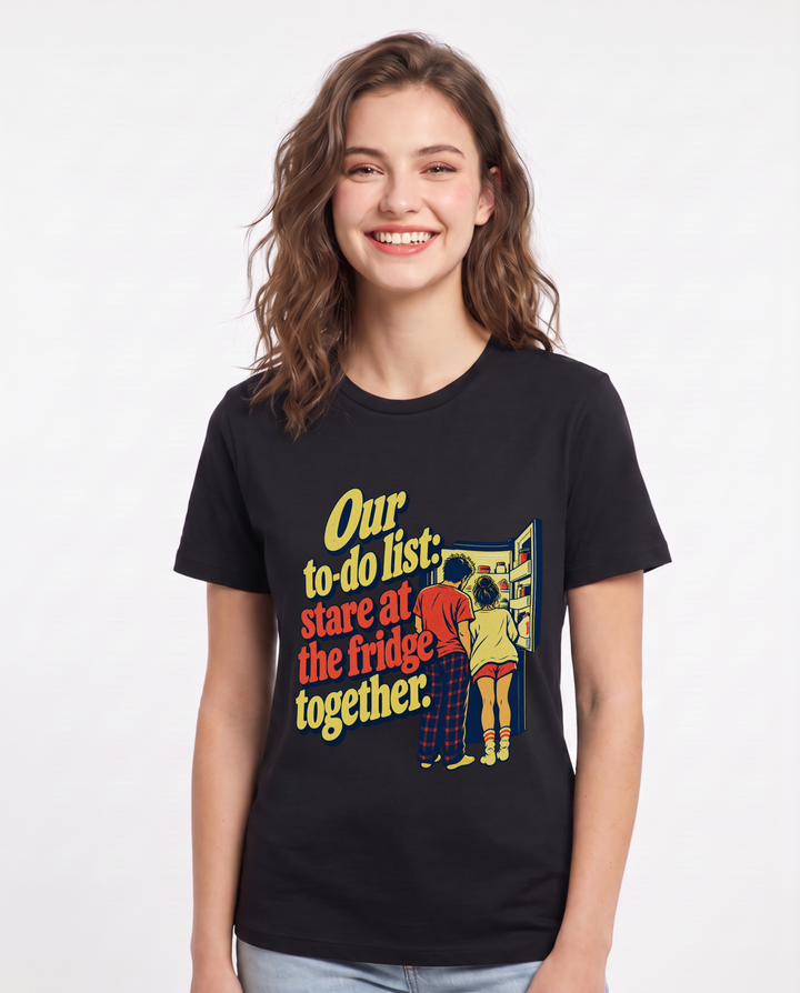 Couples Black T-Shirt for Women – Everyday Expression Graphic Tee product image 3