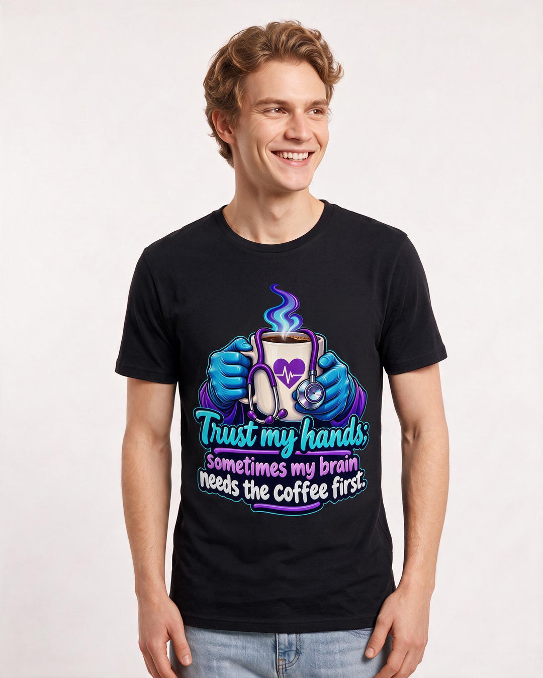 Nurse Black T-Shirt for Men – Nursing Life Graphic Tee product image 1