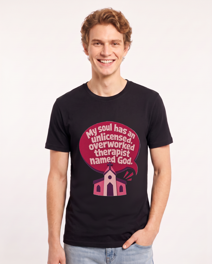Graphic Men's Black T-Shirt - My soul has an unlicensed, overworked product image 1