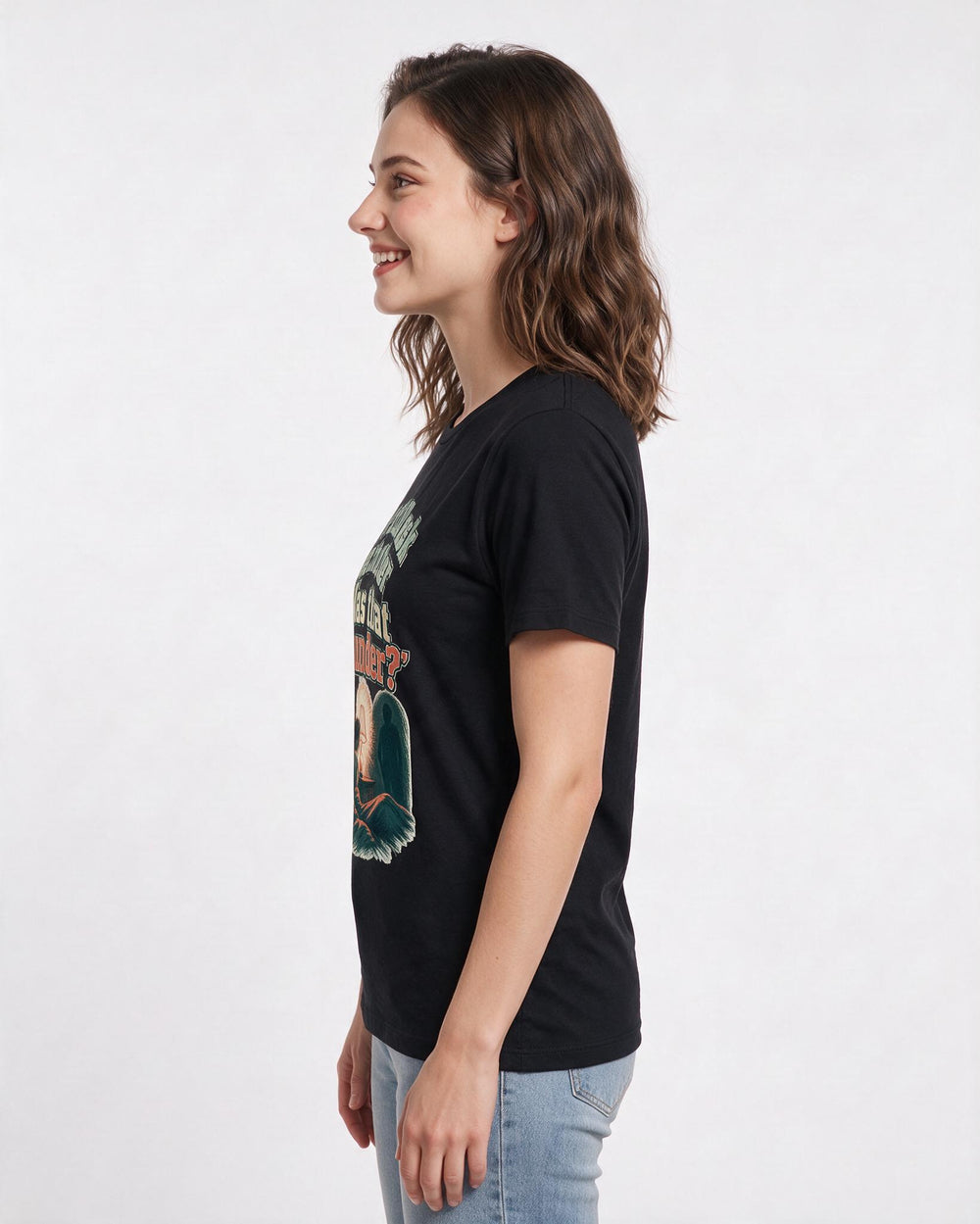 Couples Black T-Shirt for Women – Everyday Expression Graphic Tee product image 2