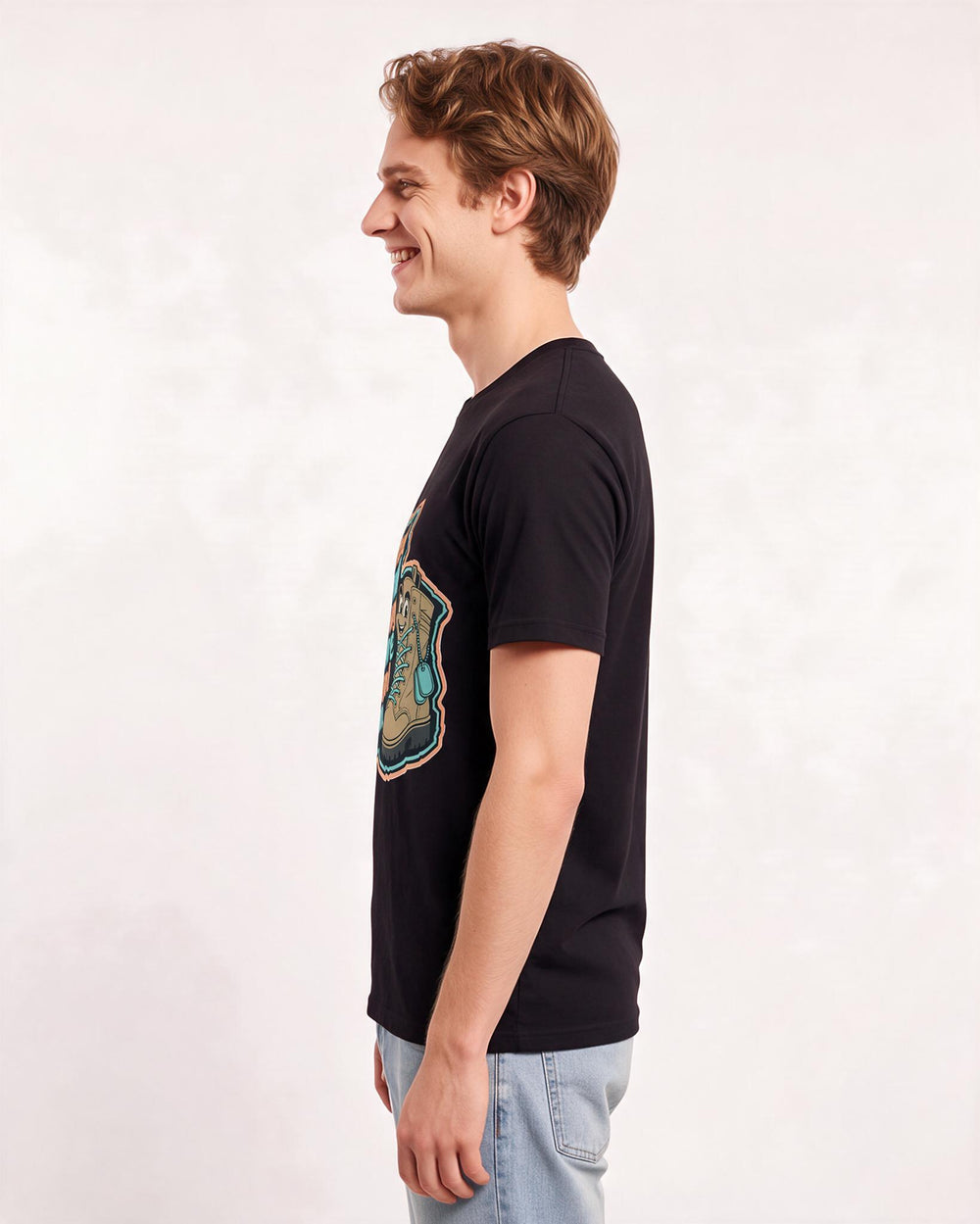 Graphic Men's Black T-Shirt - I learned to stand tall long before I product image 2