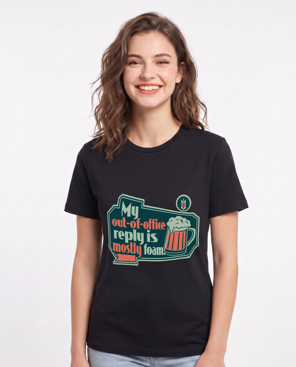 My out-of-office reply is mostly foam. - Women's Black T-Shirt product image 2