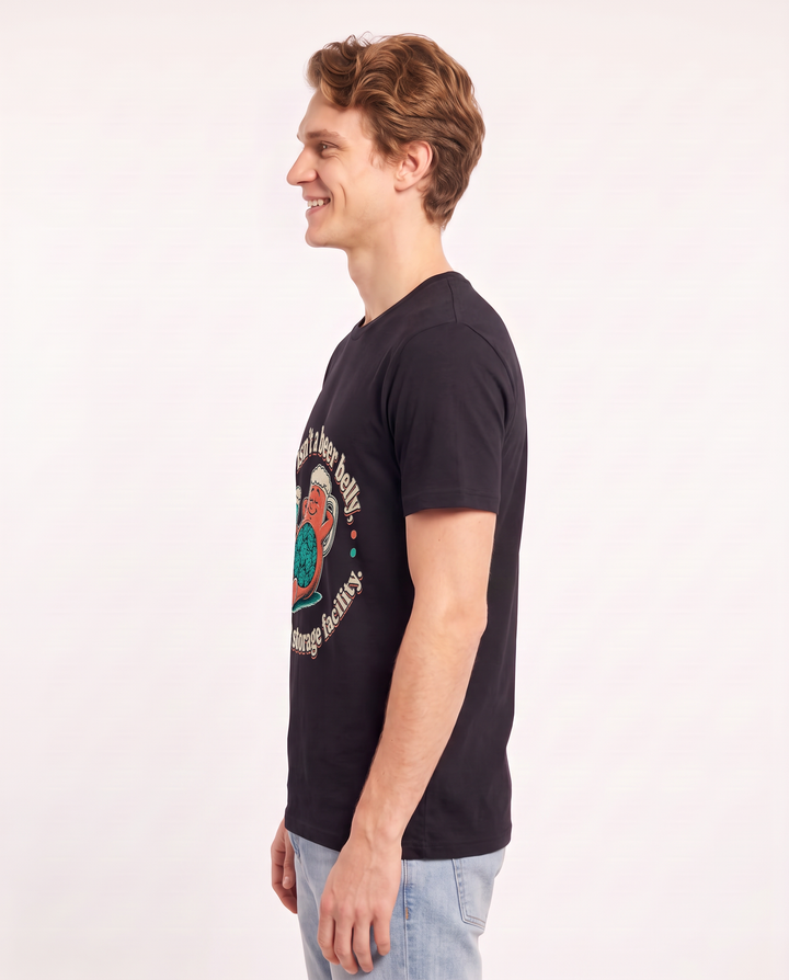 This isn't a beer belly, it's a hops storage facility. Men's Black T-Shirt product image 3