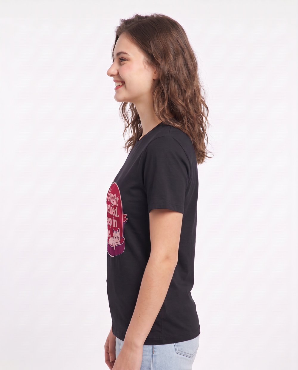 Graphic Women's Black T-Shirt - I bought a pet bed. I sleep in it product image 2