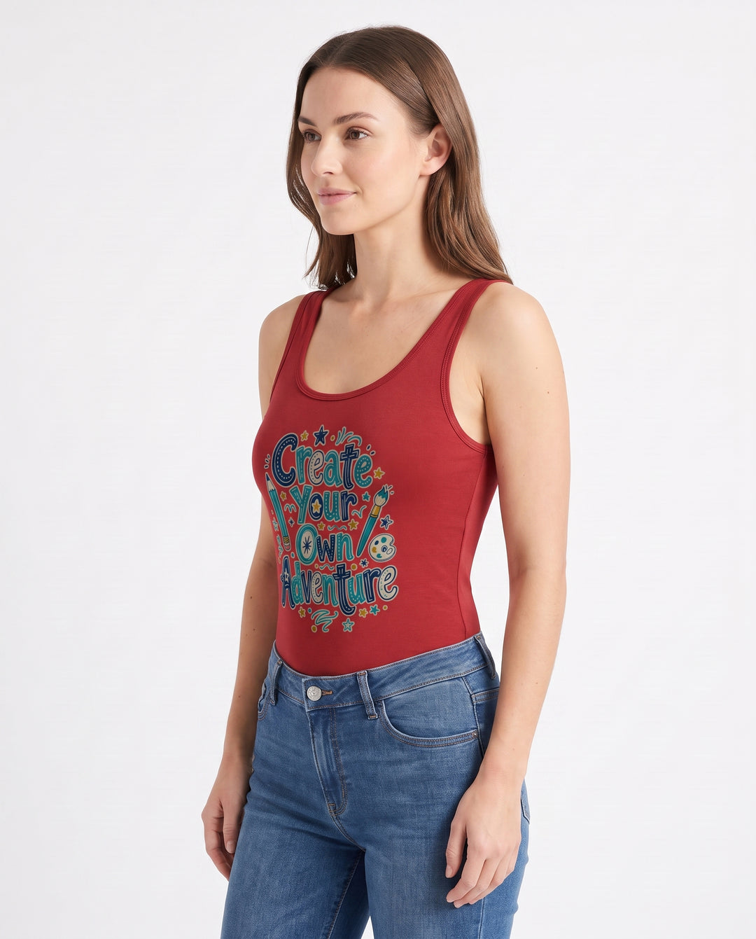 Create Your Own Adventure Sleeveless Tank Bodysuit mockup 2