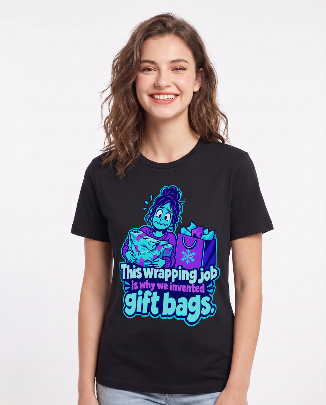 Christmas Black T-Shirt for Women – Holiday Theme Graphic Tee product image 3