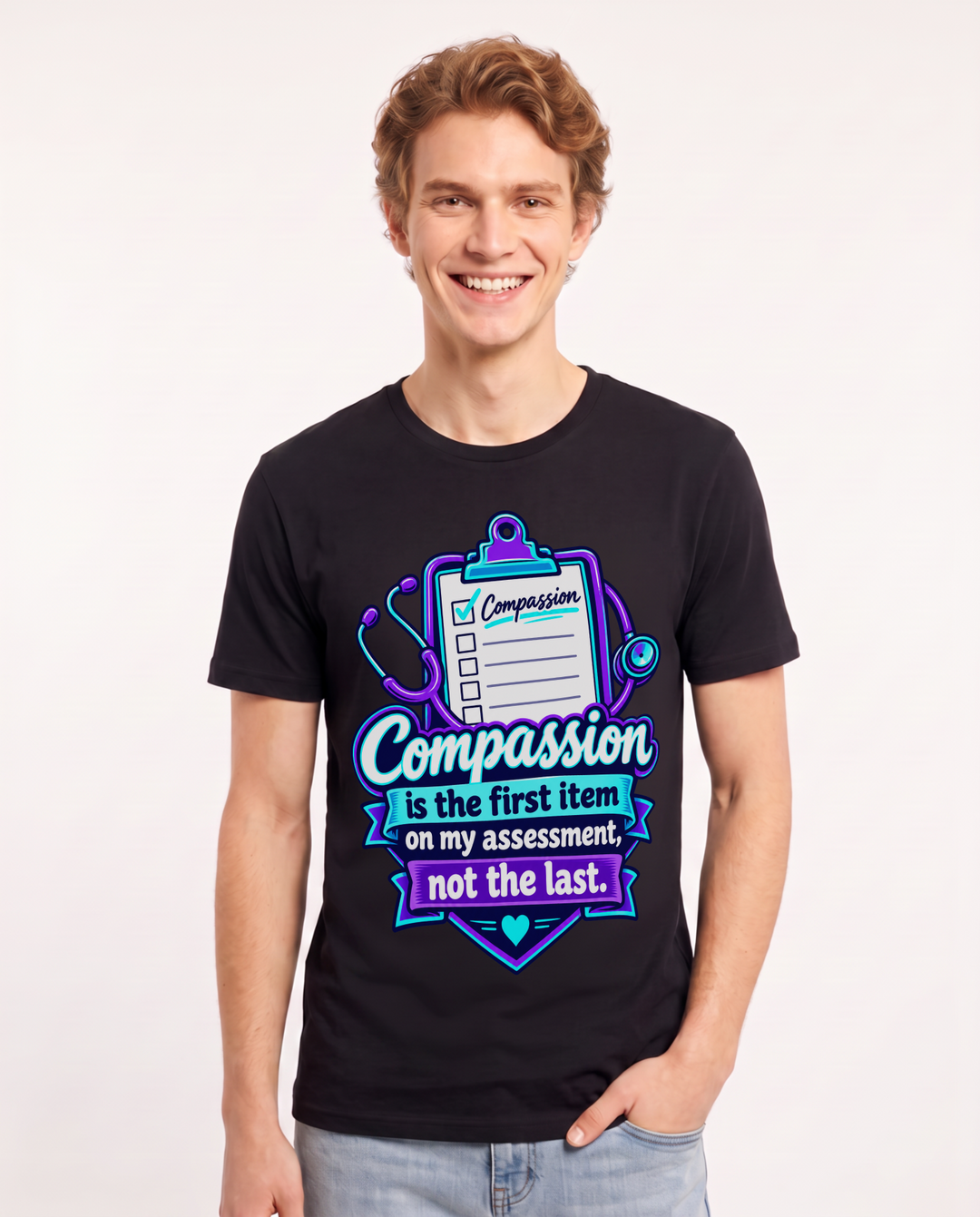 Nurse Black T-Shirt for Men – Nursing Life Graphic Tee product image 3