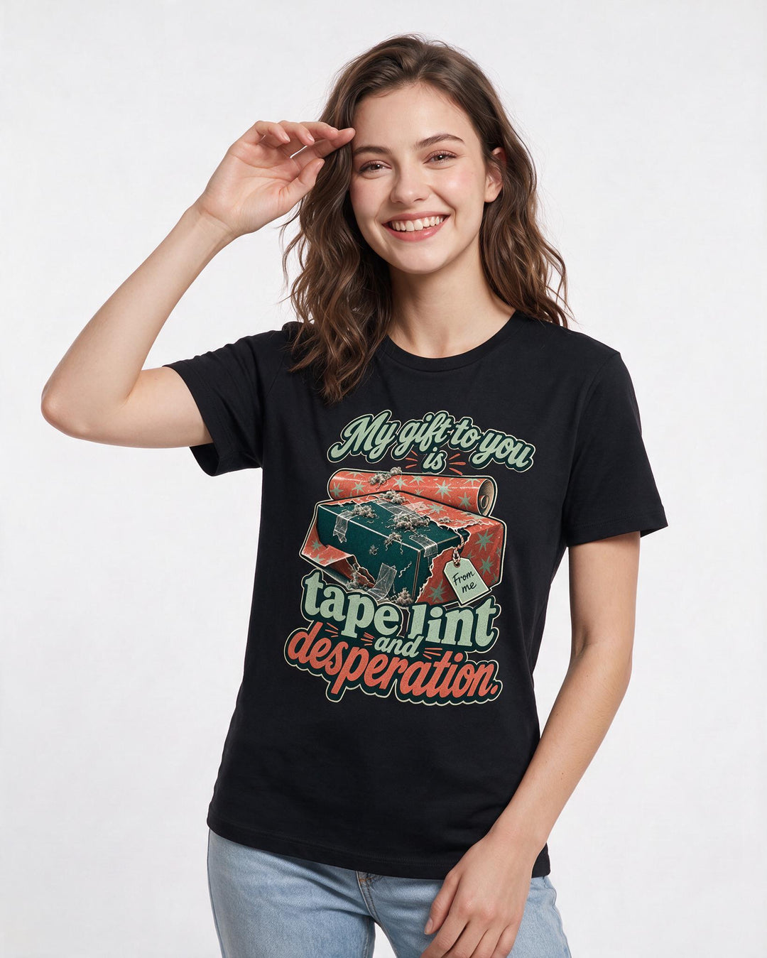 Christmas Black T-Shirt for Women – Holiday Theme Graphic Tee product image 1
