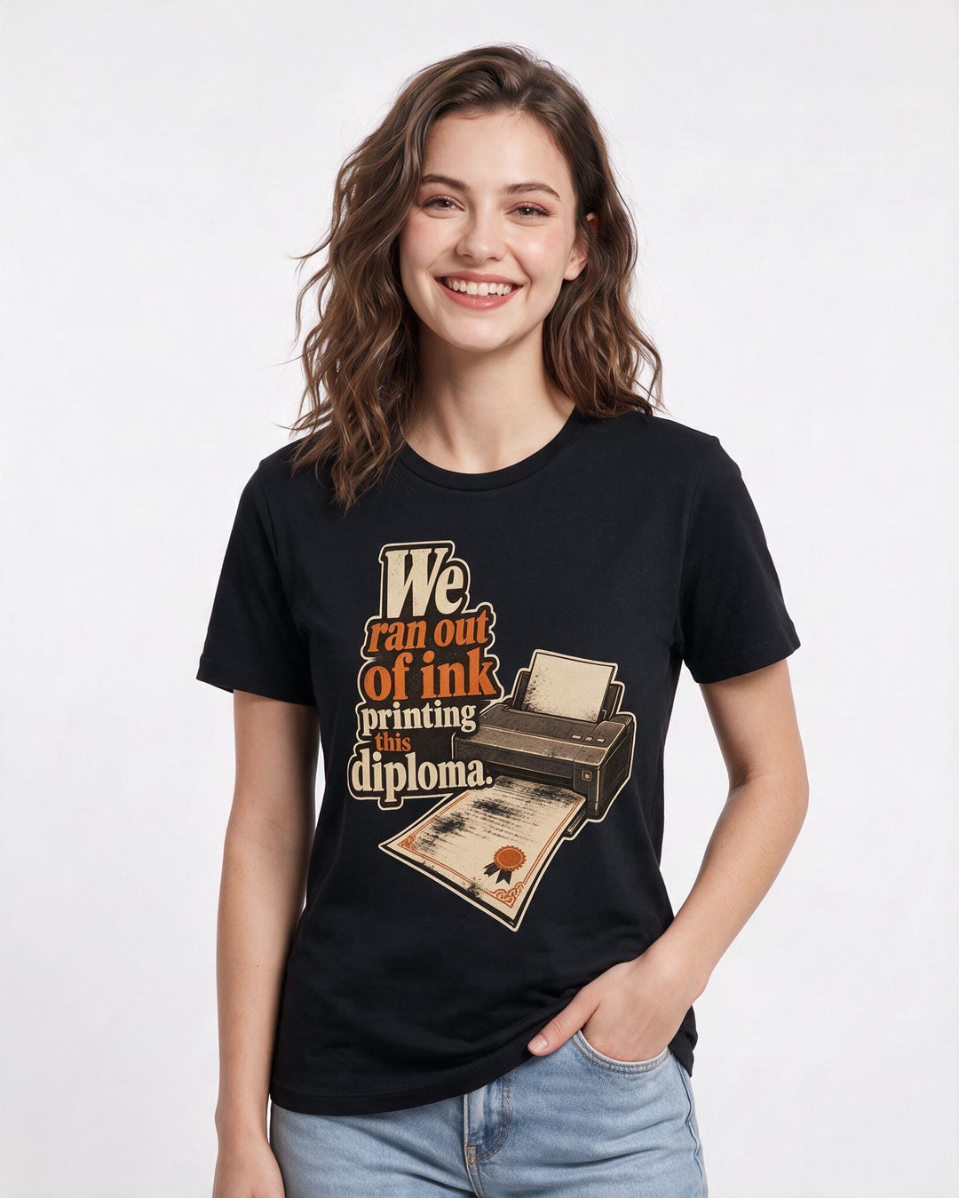Graduation Black T-Shirt for Women – Everyday Expression Graphic Tee product image 3
