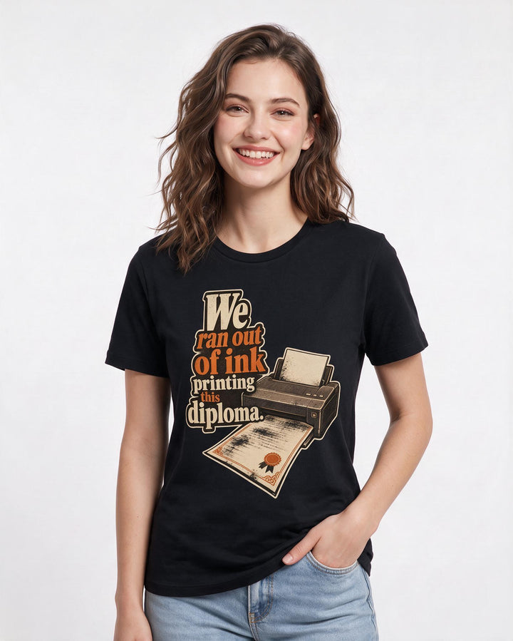 Graduation Black T-Shirt for Women – Everyday Expression Graphic Tee product image 3