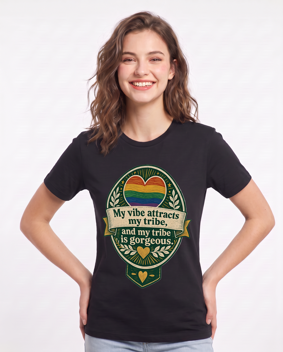 Graphic Women's Black T-Shirt - My vibe attracts my tribe, and my product image 3