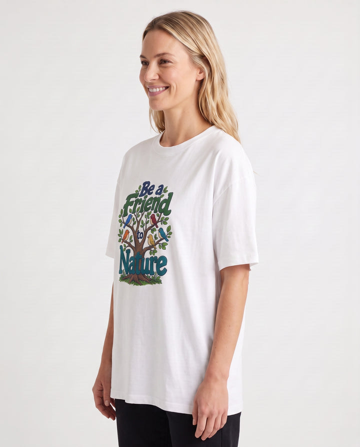 Be A Friend To Nature White T-Shirt mockup 2