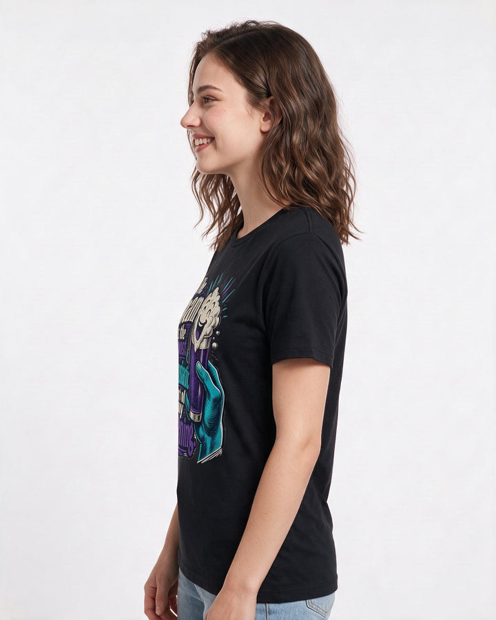 Beer Women's Black T-Shirt – The foam is the most enthusiastic part of my evening. product image 2