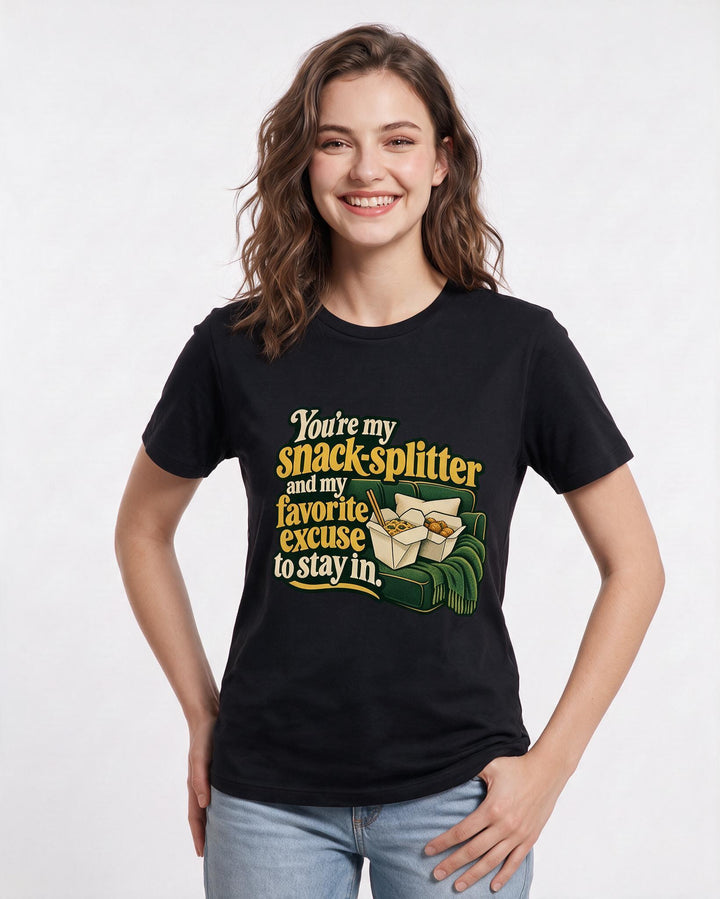Couples Black T-Shirt for Women – Everyday Expression Graphic Tee product image 1