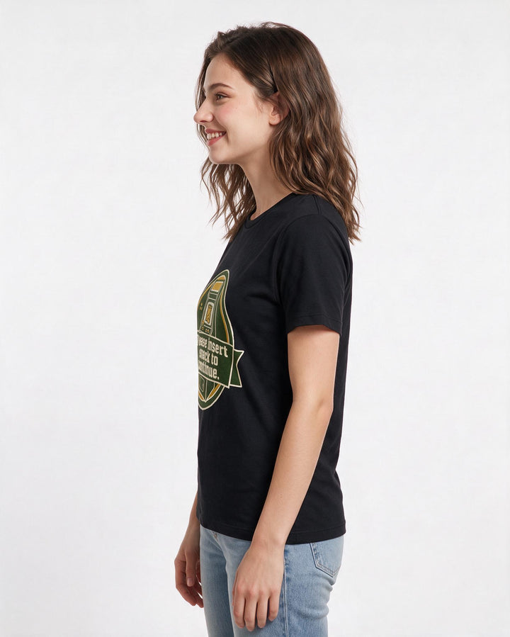 Gaming Women's Black T-Shirt - Please insert snack to continue. product image 2