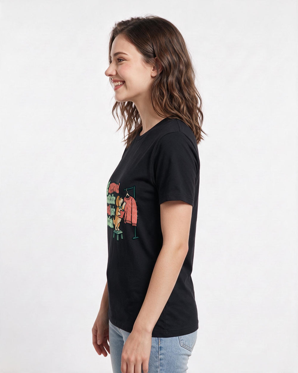 Dog Lover Black T-Shirt for Women – Everyday Expression Graphic Tee product image 2