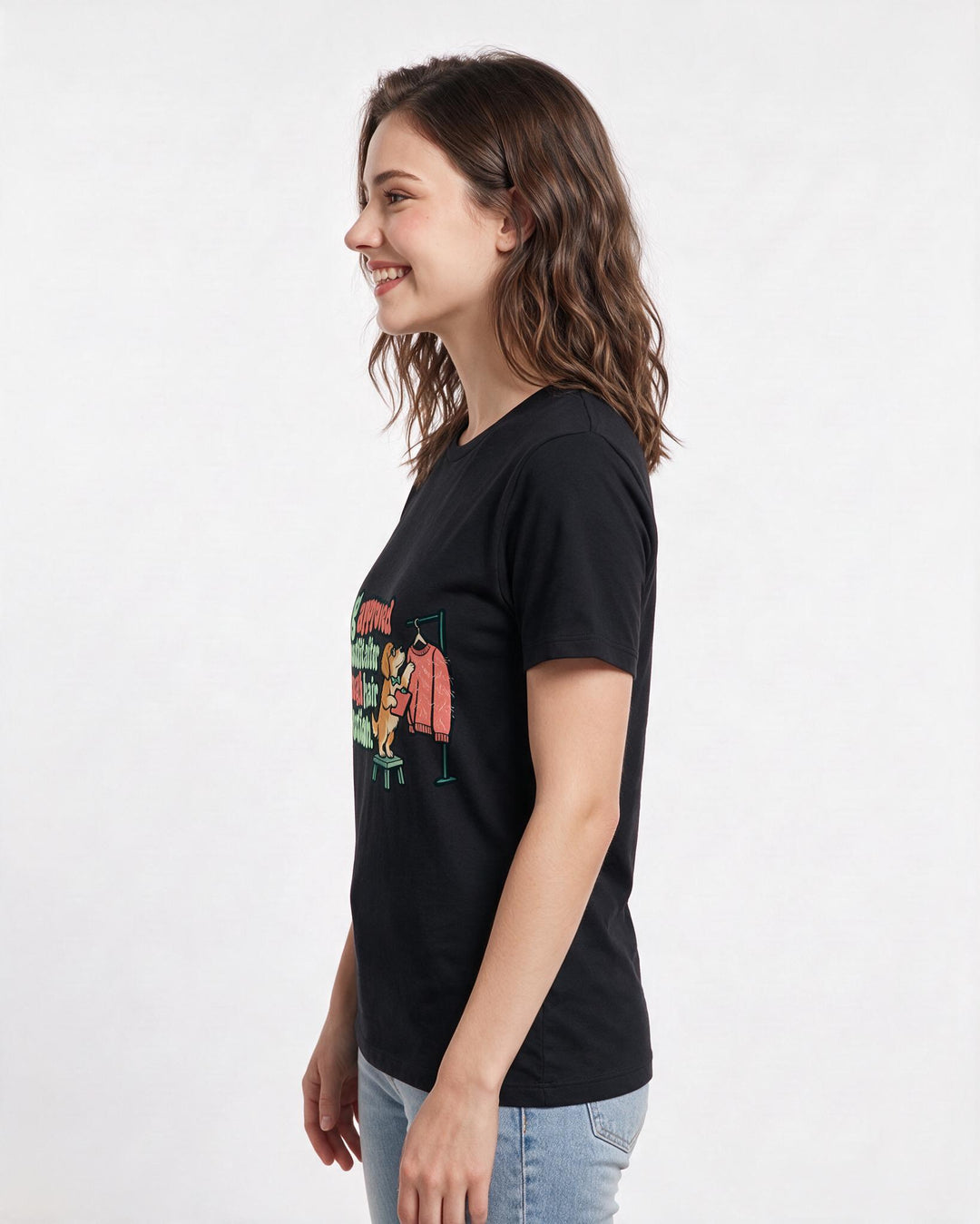 Dog Lover Black T-Shirt for Women – Everyday Expression Graphic Tee product image 2