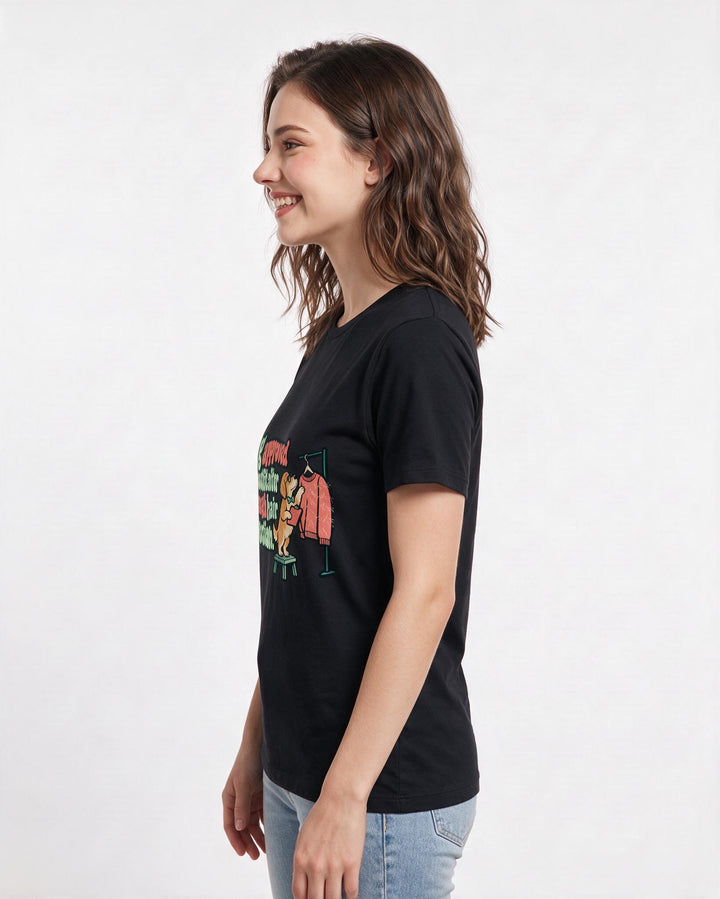 Dog Lover Black T-Shirt for Women – Everyday Expression Graphic Tee product image 2