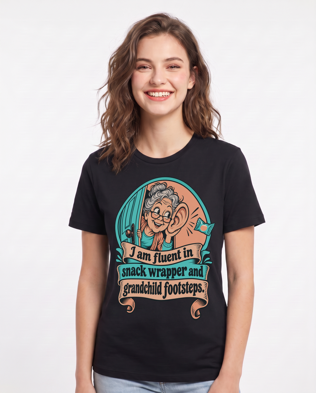 Grandparent Black T-Shirt for Women – Everyday Expression Graphic Tee product image 3