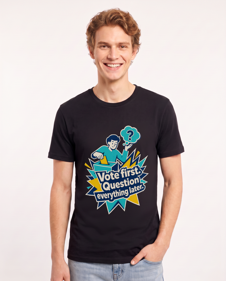 Political Statement Black T-Shirt for Men – Everyday Expression Graphic Tee product image 1
