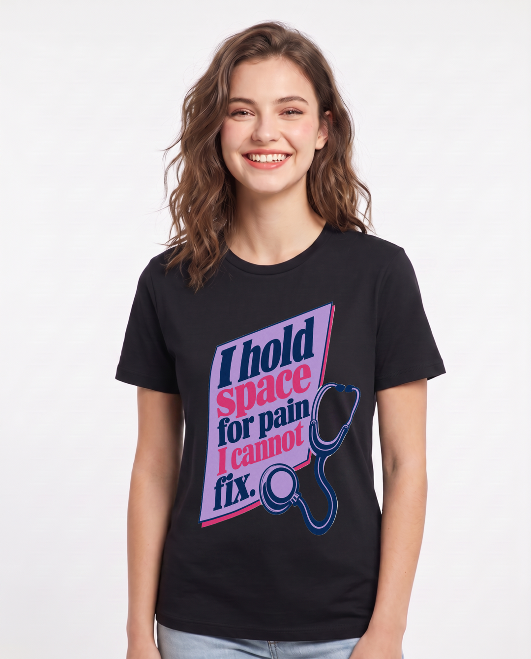 Nurse Gift Women's Black T-Shirt - I hold space for pain I cannot fix. product image 1