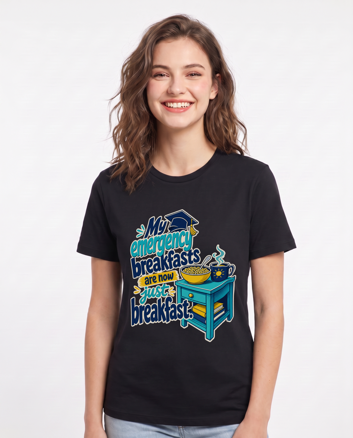 Graduation Women's Black T-Shirt – My emergency breakfasts are now just product image 1