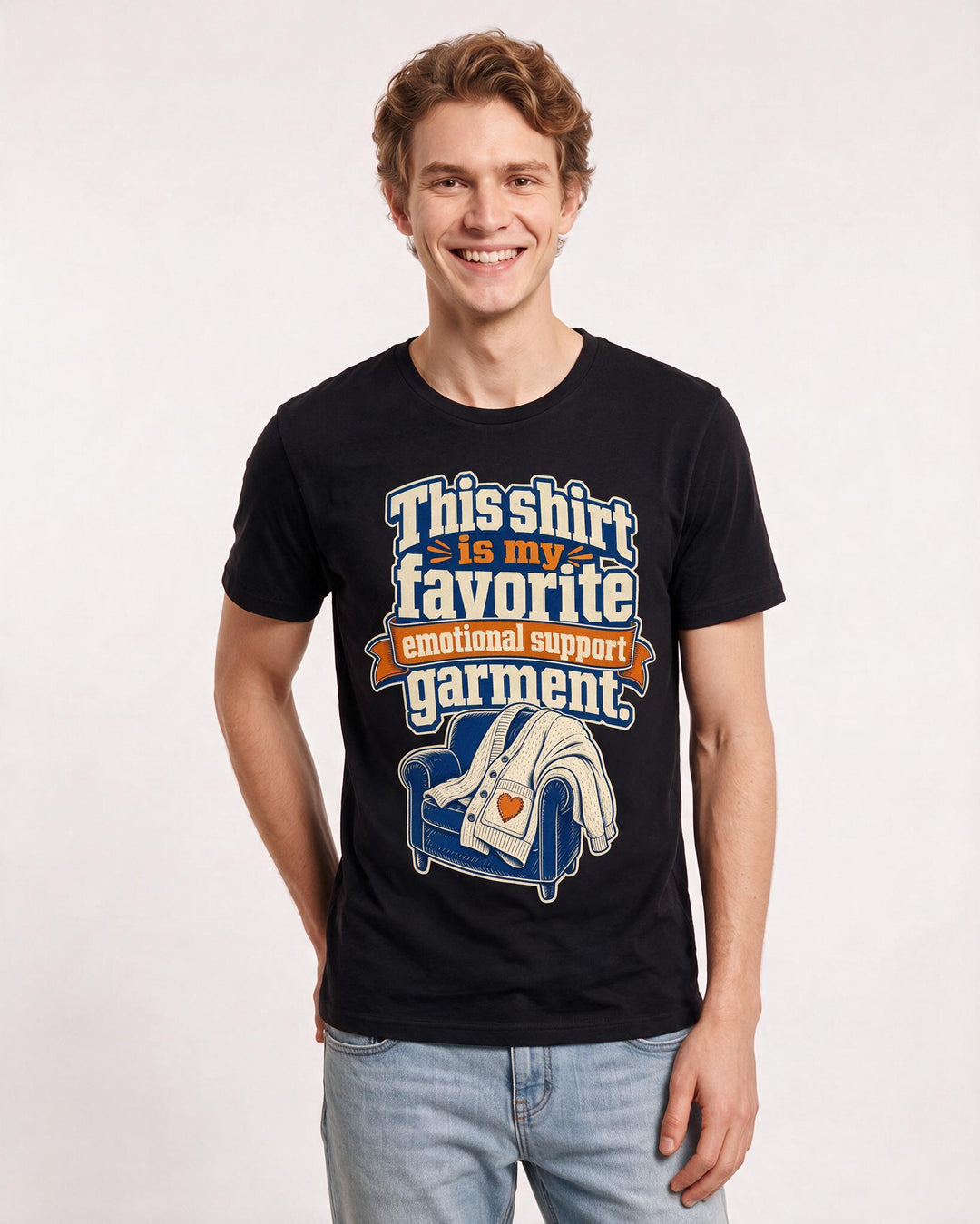 Funny Mom Men's Black T-Shirt – This shirt is my favorite emotional support garment. product image 3